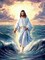 Jesus Walk On Sea Diamond Painting Kits for Adults, 5D Jesus Christ Diamond Art Kits, Full Round Diamond Dots Painting with Numbers,Religious Christmas Beads Gem Art for Decor12x16Inches